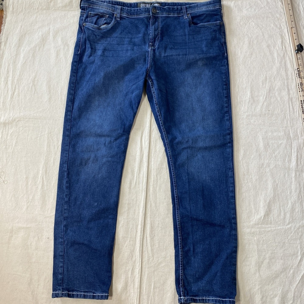 Cultura New York Mens Stretch Jeans Size 44/32 Dark Blue Straight Fits 42x30